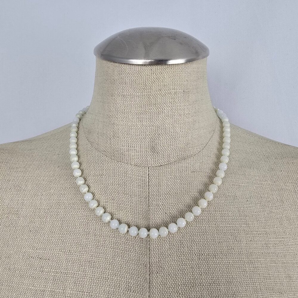 Vintage Faux Pearl Hand Knotted Beaded Necklace